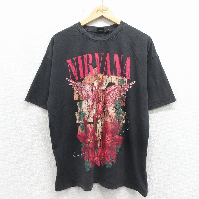 XL★古着 半袖 ロック バンド Tシャツ メンズ ニルバーナ ニルヴァーナ インユーテロ コットン クルーネック 黒【spe】 26may12