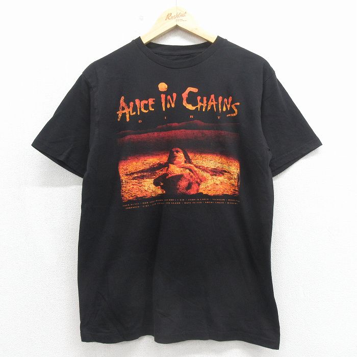 アリスインチェインズ 半袖Tシャツ ロックバンドプリント ブラック メンズL相当 | 古着