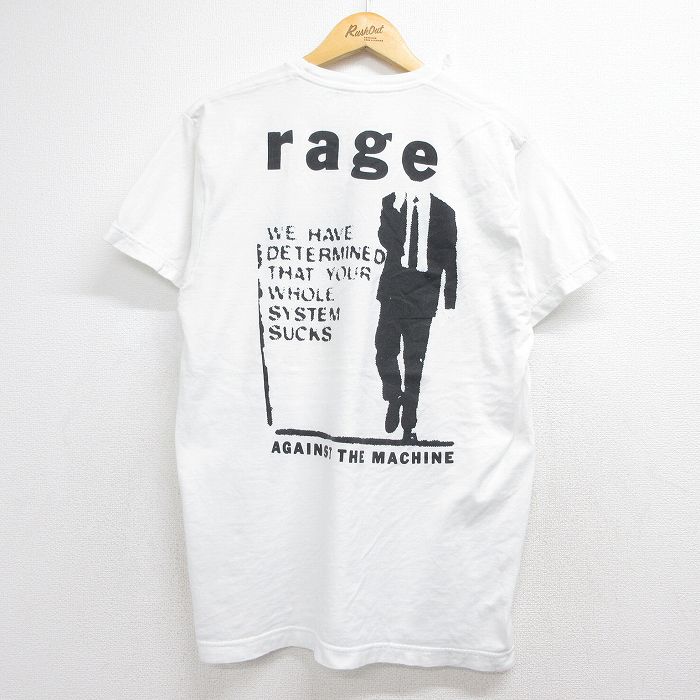 レイジアゲインストザマシーン 半袖Tシャツ ホワイト メンズL相当 | 古着