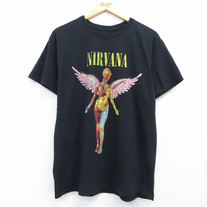 半袖Tシャツ ニルヴァーナプリント ブラック メンズL相当 | 古着