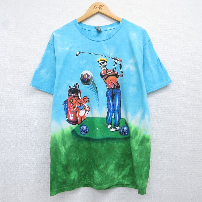 グレイトフルデッド 半袖Tシャツ 全面プリント タイダイ ライトブルー メンズL相当 | 古着