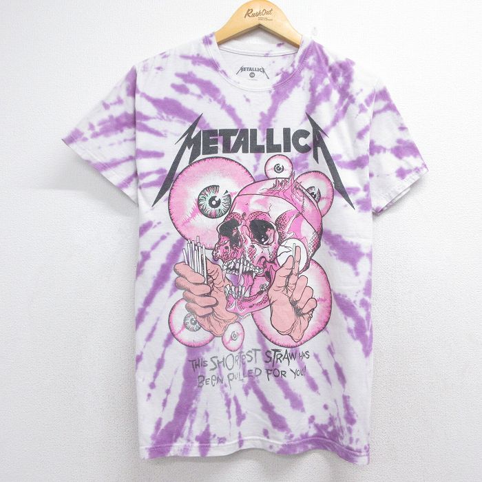 メタリカ 半袖Tシャツ スカルパスヘッド ホワイトタイダイ メンズM相当 | 古着