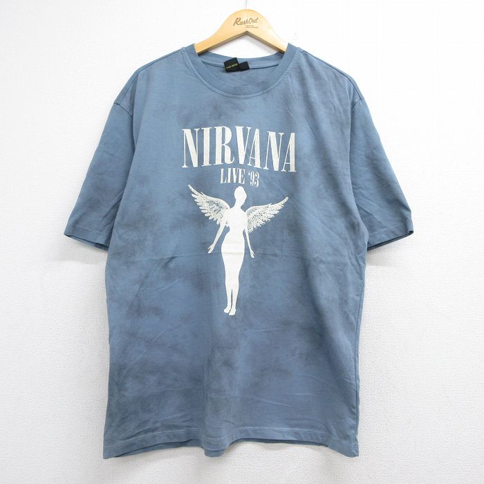 ニルヴァーナ 半袖Tシャツ インユーテロ タイダイ ライトブルー メンズXL相当 | 古着