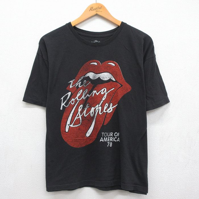 ローリングストーンズ 半袖Tシャツ ブラック メンズXL相当 | 古着