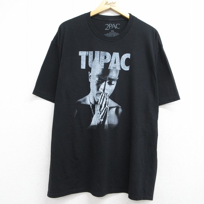 トゥパック 半袖ラップTシャツ 2PACプリント ブラック メンズXL相当 | 古着