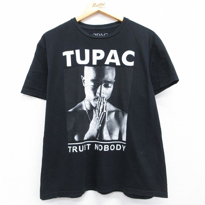 トゥパック 半袖Tシャツ 2PACプリント ブラック メンズXL相当 | 古着
