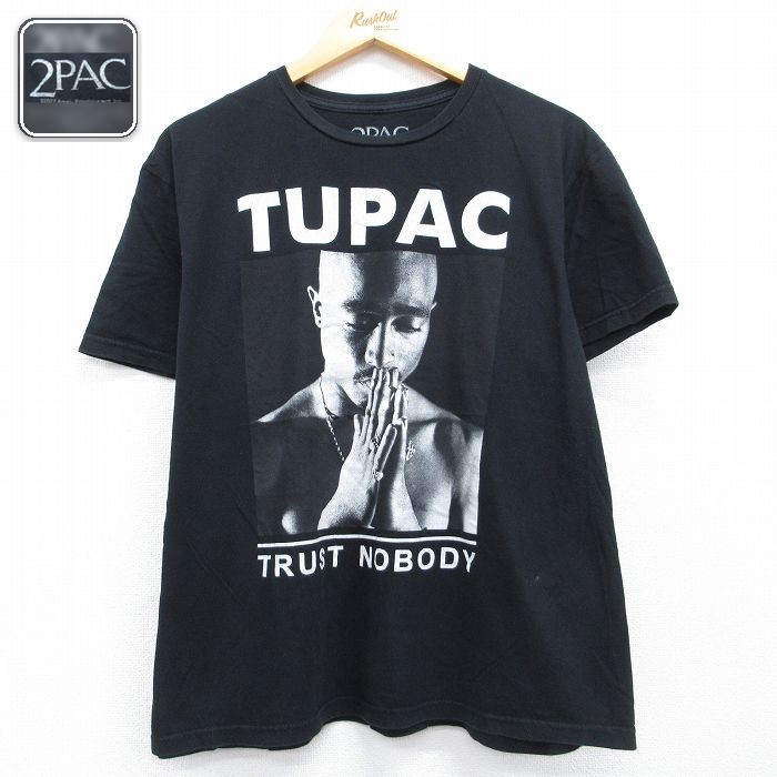 トゥパック 半袖Tシャツ 2PACプリント ブラック メンズXL相当 | 古着