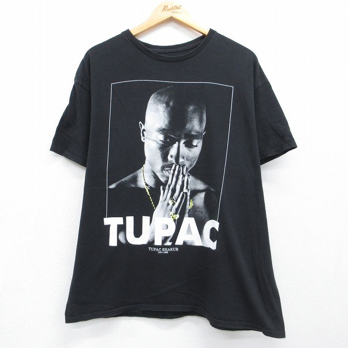 トゥパック 半袖Tシャツ 2PACプリント ブラック メンズXL相当 | 古着