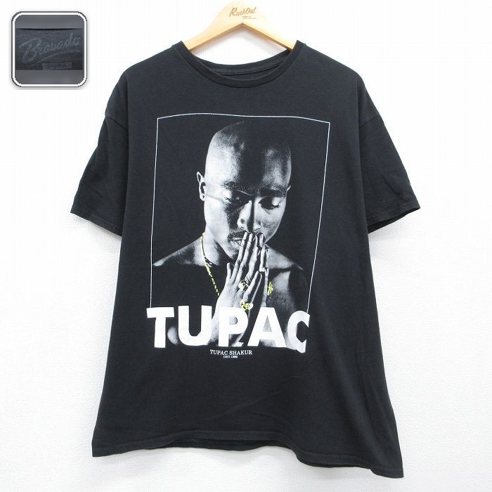 トゥパック 半袖Tシャツ 2PACプリント ブラック メンズXL相当 | 古着