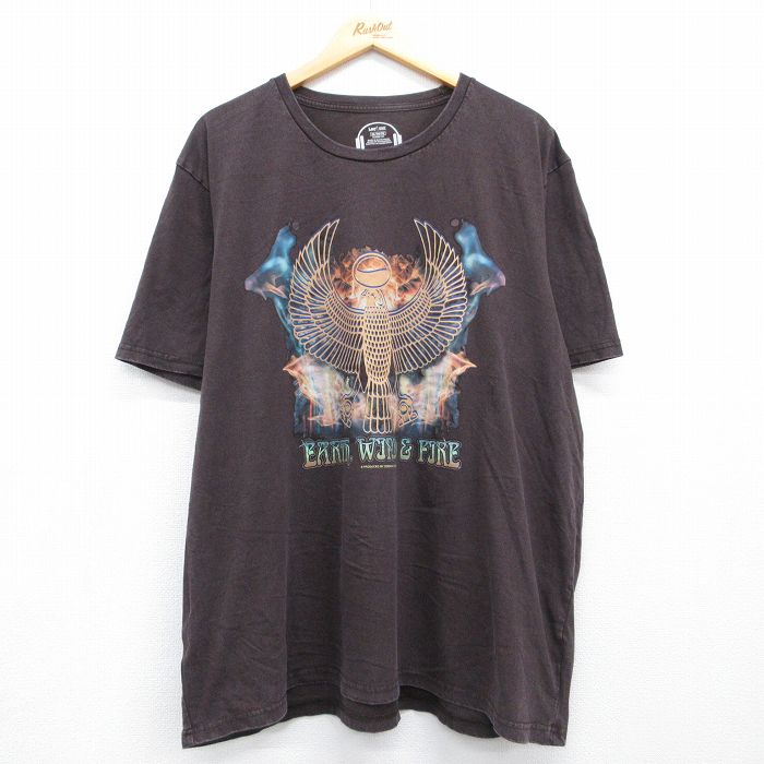 リー 半袖ロックバンドTシャツ アースウィンドファイヤープリント ブラウン メンズXL相当 | 古着