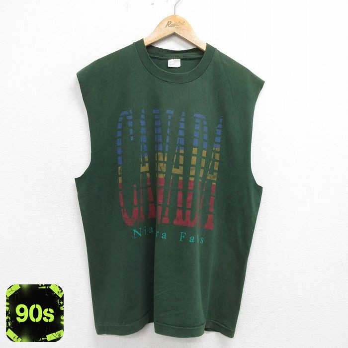 【50%OFF】ノースリーブTシャツ ナイアガラの滝 グリーン XL | 古着