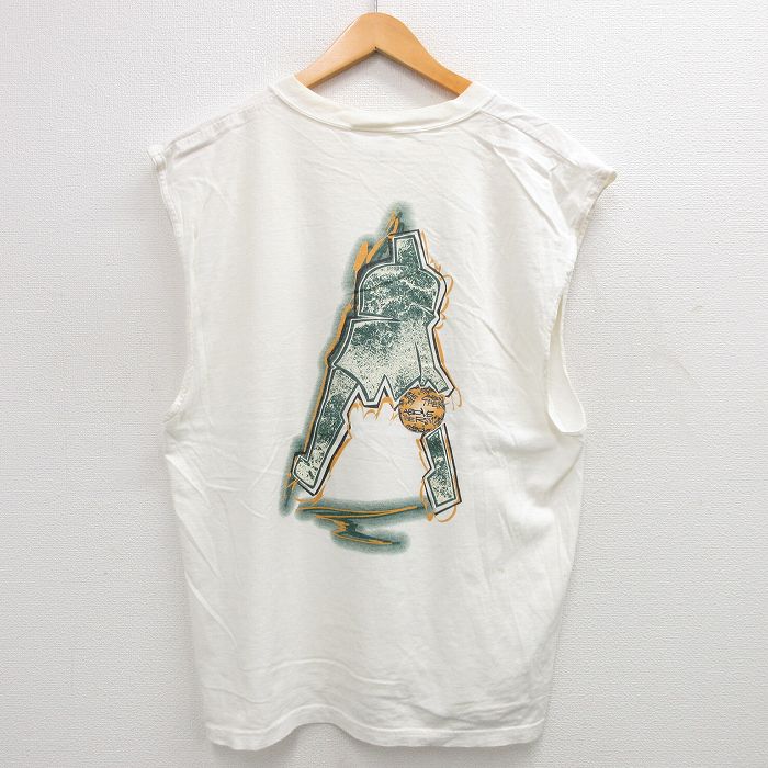 【50%OFF】XL★古着 リーボック REEBOK ビンテージ ノースリーブ Tシャツ メンズ 90年代 90s HOOPWEAR コットン クルーネック USA製 白 ホワイト 24jun20 中古