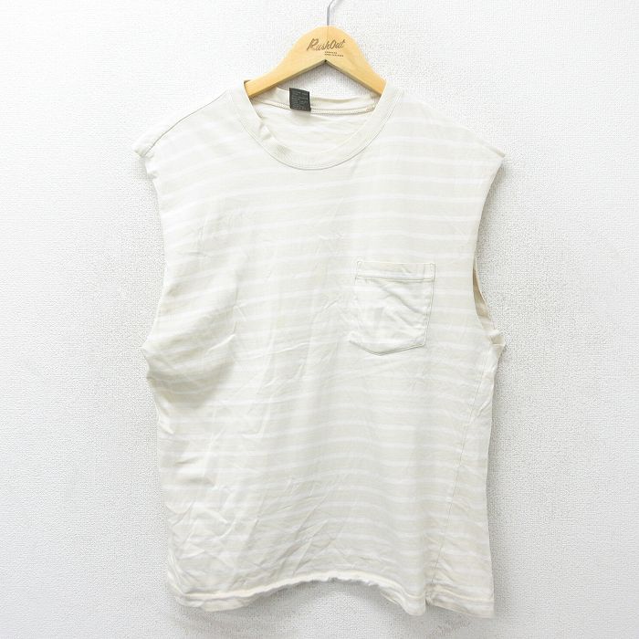 ギャップ 00s ノースリーブTシャツ 胸ポケット付き ベージュボーダー L | 古着