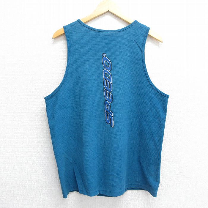 【50%OFF】L★古着 スピード SPEEDO ビンテージ タンクトップ メンズ 00年代 00s ビッグロゴ クルーネック 青緑 24jul17 中古