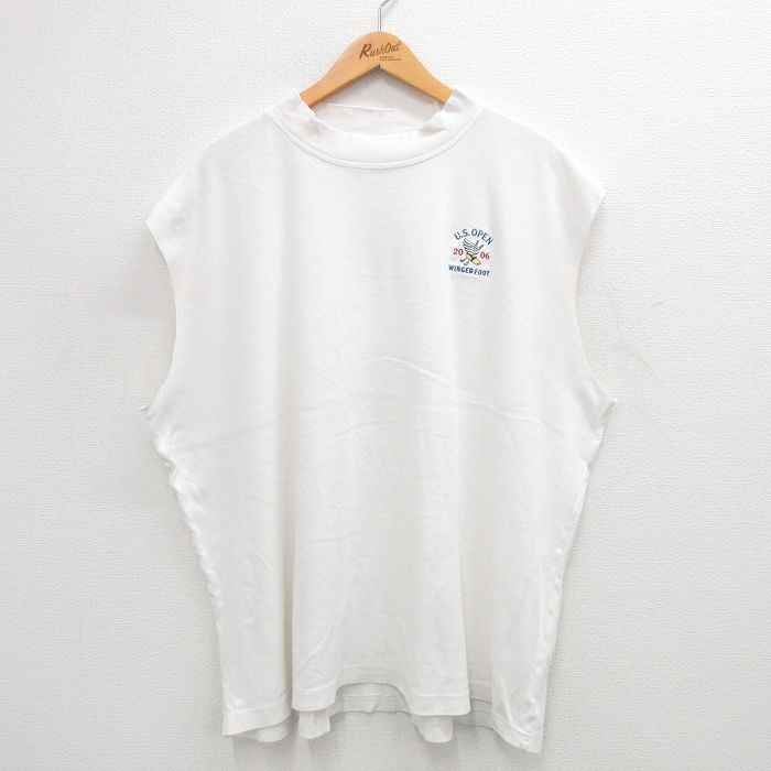 【50%OFF】XL★古着 ビンテージ ノースリーブ Tシャツ メンズ 00年代 00s USオープン ウィングフット 大きいサイズ コットン クルーネック 白 ホワイト 24jul20 中古