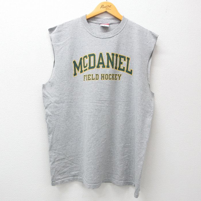 【50%OFF】XL★古着 チャンピオン champion ビンテージ ノースリーブ Tシャツ メンズ 00年代 00s マクダニエル フィールドホッケー クルーネック グレー 霜降り 24jul20 中古