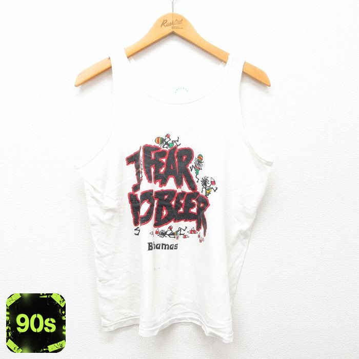 90s タンクトップ NO BEER ホワイト L | 古着