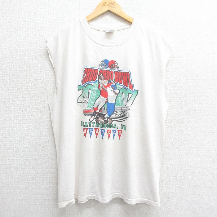 00s ノースリーブTシャツ CHOO BOWL ホワイト XL | 古着