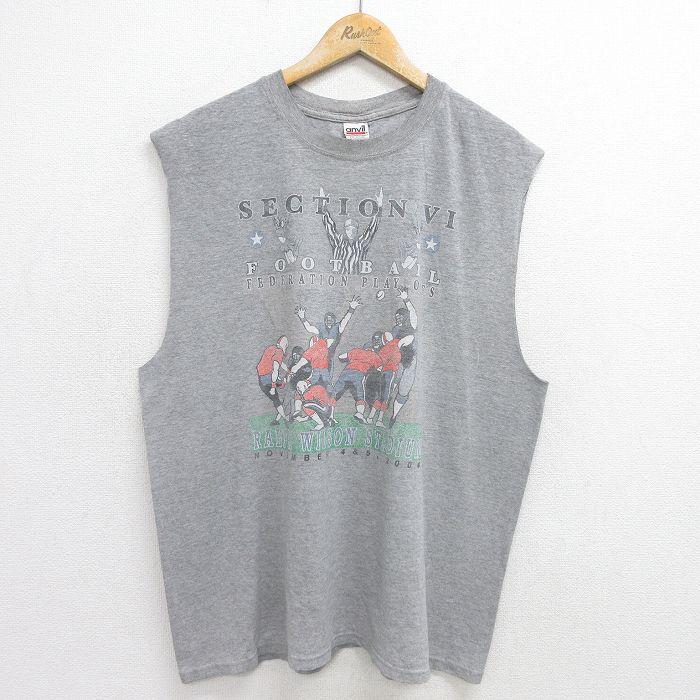 00s ノースリーブTシャツ アメフト グレー XL | 古着