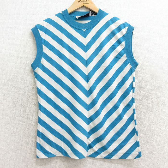 L★古着 ビンテージ ノースリーブ Tシャツ メンズ 90年代 90s クルーネック 水色他 24aug07 中古