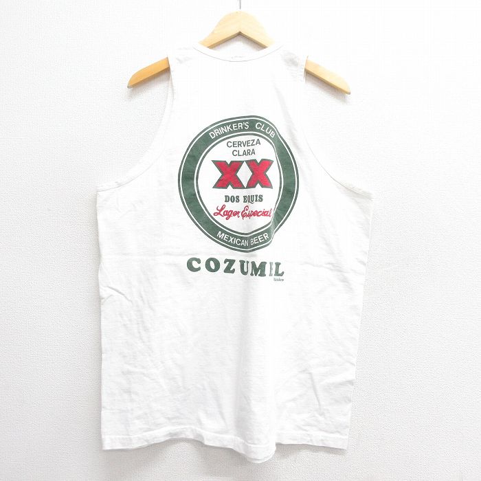 XL★古着 ビンテージ タンクトップ メンズ 00年代 00s メキシカンビール 大きいサイズ コットン 白 ホワイト 25may27 中古
