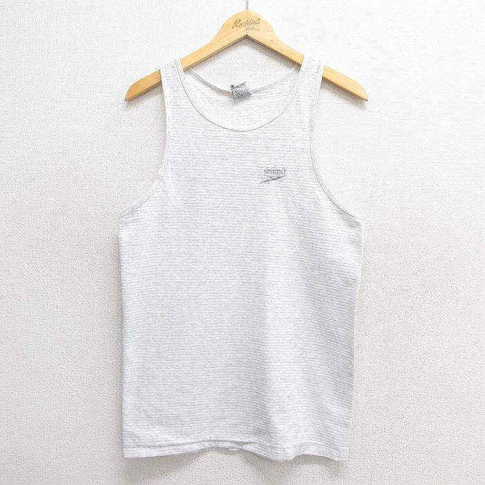 【20%OFF】M★古着 スピード ビンテージ タンクトップ メンズ 90年代 90s ワンポイントロゴ コットン USA製 グレー 霜降り 25may27 中古