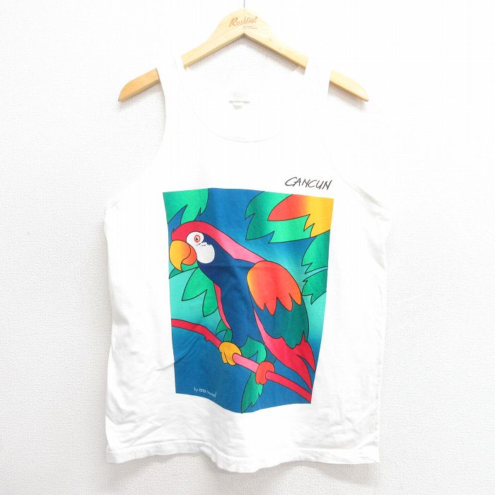 XL★古着 ビンテージ タンクトップ メンズ 00年代 00s 鳥 白 ホワイト 25may27 中古