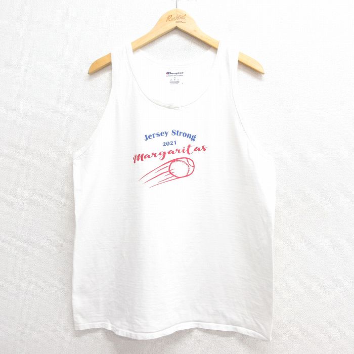 XL★古着 チャンピオン Champion タンクトップ メンズ ジャージー 白 ホワイト 25may28 中古
