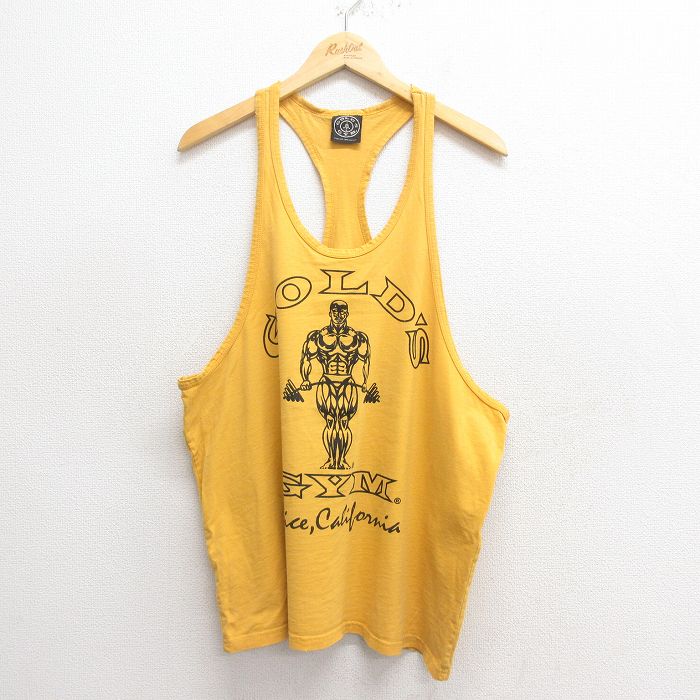 L★古着 ビンテージ タンクトップ メンズ 90年代 90s ゴールドジム コットン USA製 黄 イエロー 25may28 中古