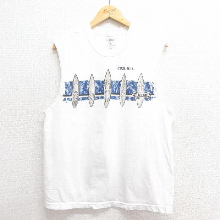 ノースリーブTシャツ サーフボード ホワイト L | 古着