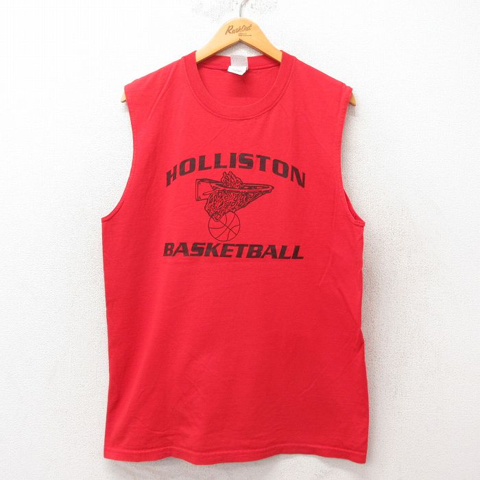 【20%OFF】L★古着 ビンテージ ノースリーブ Tシャツ メンズ 00年代 00s バスケットボール コットン 赤 レッド 25jun06 中古