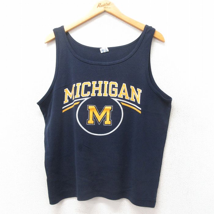 L★古着 チャンピオン champion ビンテージ タンクトップ メンズ 80年代 80s ミシガン USA製 紺 ネイビー 25jun06 中古