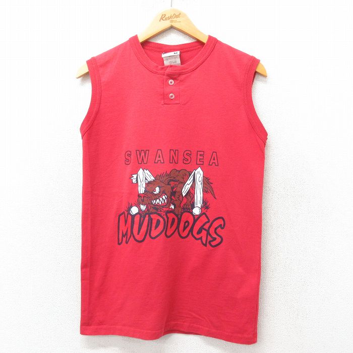 00s ノースリーブTシャツ 犬 レッド S | 古着