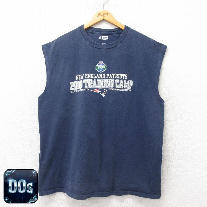 【50%OFF】00s ノースリーブTシャツ NFL ニューイングランドペイトリオッツ ネイビー XL | 古着