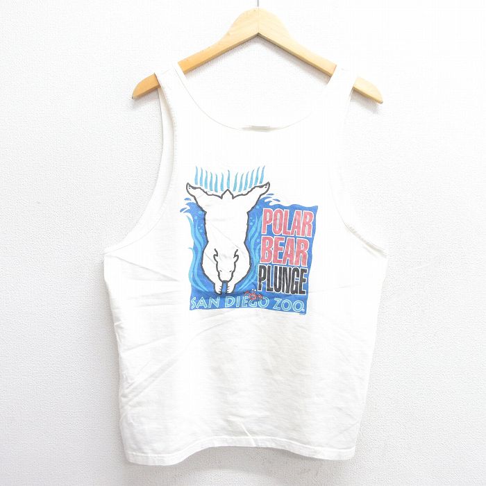 L★古着 ヘインズ Hanes ビンテージ タンクトップ メンズ 00年代 00s 白クマ ホワイト ポーラーベアプランジ コットン クルーネック 白 25jun07 中古