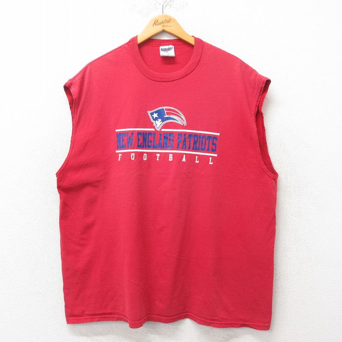 【50%OFF】NFL ニューイングランドペイトリオッツ 00s ノースリーブTシャツ アメフト レッド XL | 古着