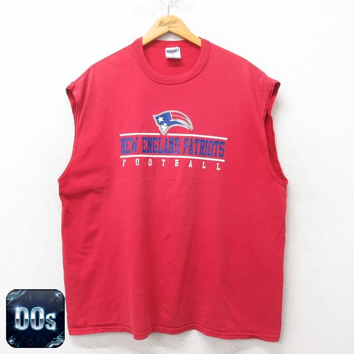 【50%OFF】NFL ニューイングランドペイトリオッツ 00s ノースリーブTシャツ アメフト レッド XL | 古着