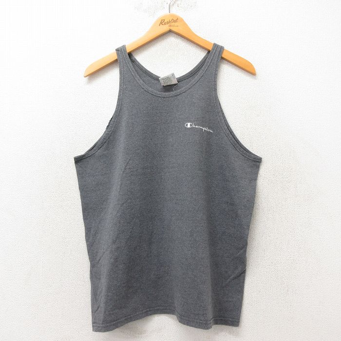 L★古着 チャンピオン Champion ビンテージ タンクトップ メンズ 00年代 00s ワンポイントロゴ コットン グレー 25jun07 中古