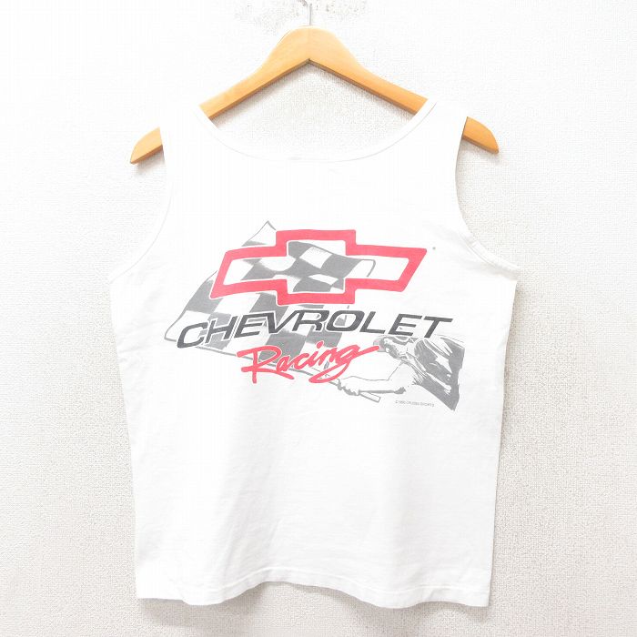 M★古着 ヘインズ Hanes ビンテージ タンクトップ メンズ 90年代 90s シボレー コットン USA製 白 ホワイト 25jun07 中古