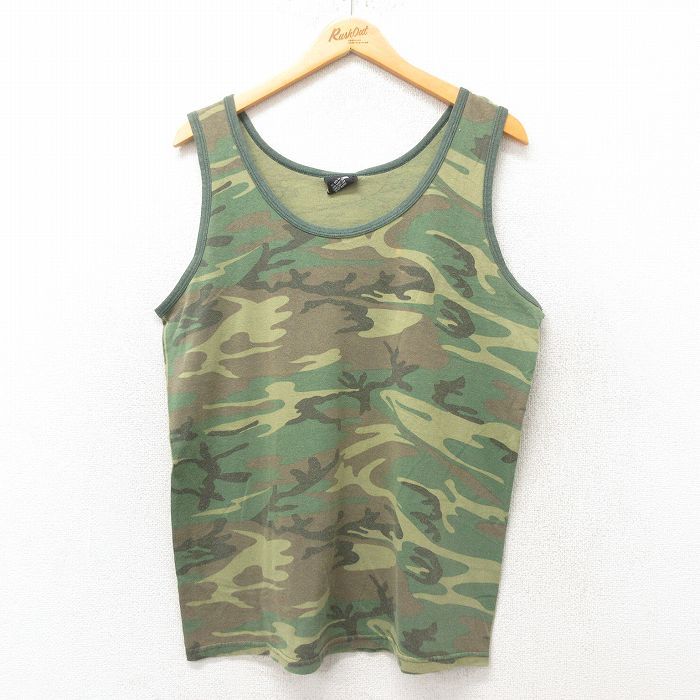 L★古着 ビンテージ タンクトップ メンズ 00年代 00s ウッドランドカモ 緑 グリーン 迷彩 25jun07 中古