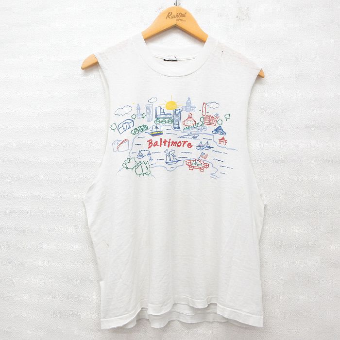 ノースリーブTシャツ Baltimore ホワイト L | 古着