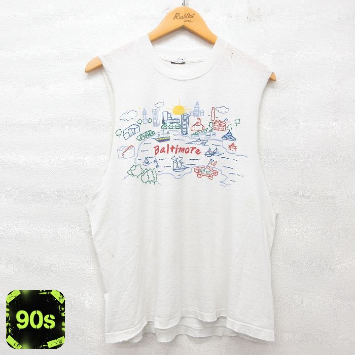 ノースリーブTシャツ Baltimore ホワイト L | 古着