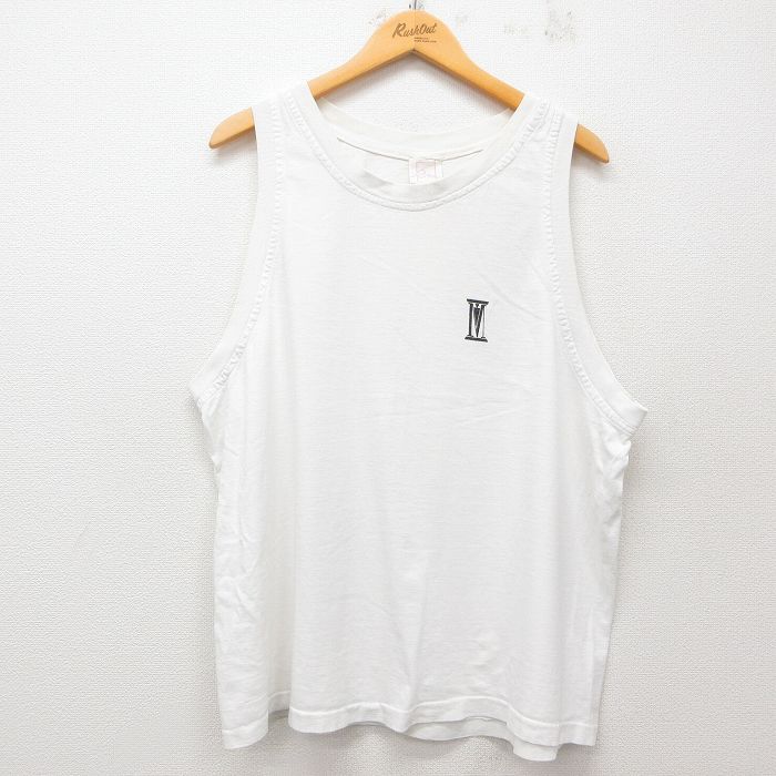 XL★古着 ビンテージ タンクトップ メンズ 90年代 90s M クルーネック 白 ホワイト 25jun07 中古