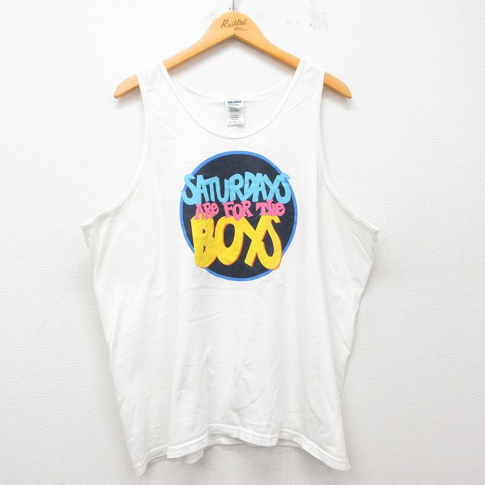 XL★古着 ビンテージ タンクトップ メンズ 00年代 00s SUTURDAYS BOYS 大きいサイズ コットン クルーネック 白 ホワイト 25jun07 中古