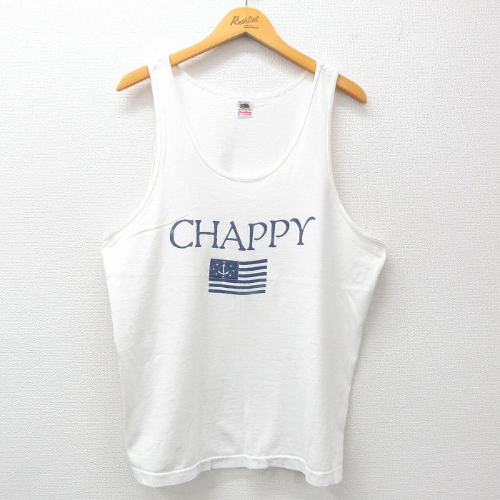 XL★古着 フルーツオブザルーム ビンテージ タンクトップ メンズ 90年代 90s CHAPPY コットン クルーネック USA製 白 ホワイト 25jun09 中古