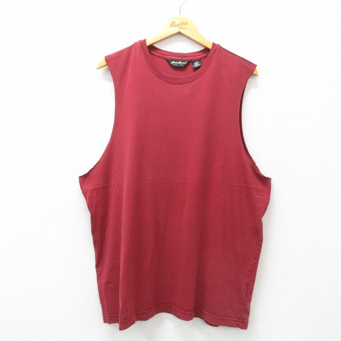 XL★古着 エディーバウアー ノースリーブ ビンテージ Tシャツ メンズ 00年代 00s 無地 大きいサイズ コットン クルーネック エンジ 25jun09 中古