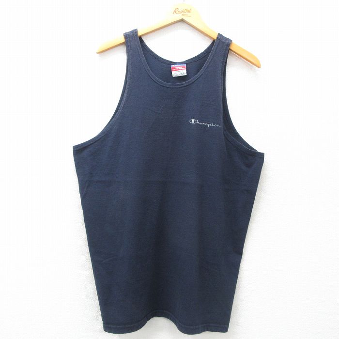 【20%OFF】XL★古着 チャンピオン champion ビンテージ タンクトップ メンズ 00年代 00s ワンポイントロゴ クルーネック 紺 ネイビー 25jun09 中古
