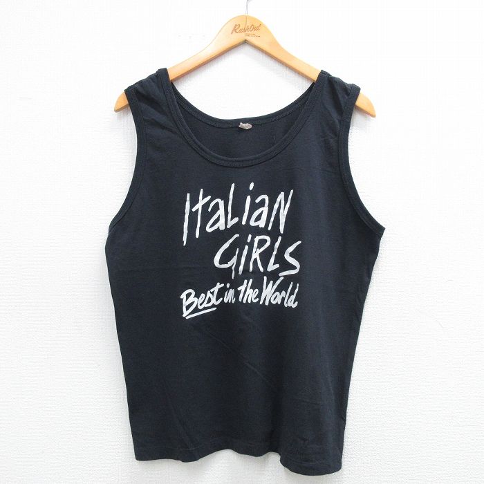 【50%OFF】L★古着 スクリーンスターズ ビンテージ タンクトップ メンズ 80年代 80s Italian GIRLS クルーネック USA製 黒 ブラック 25jun09 中古