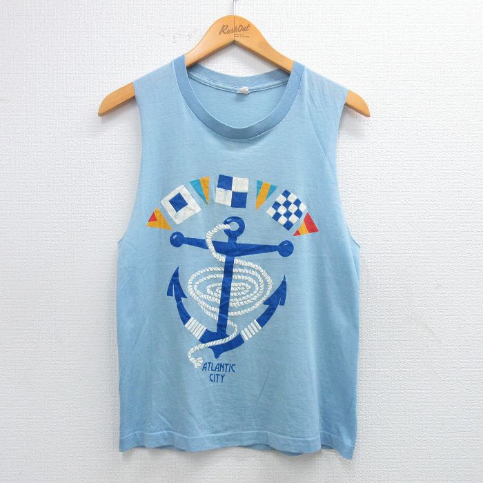 80s ノースリーブTシャツ イカリ ネイビー S | 古着