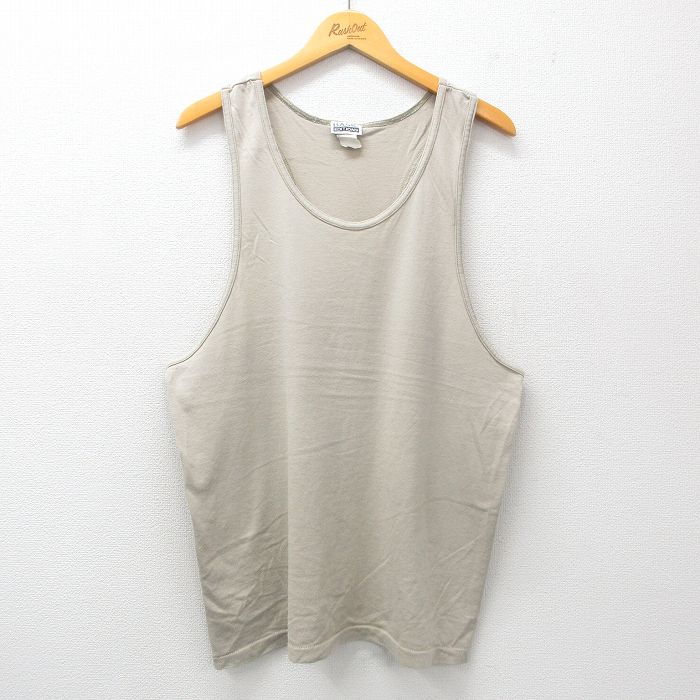 【20%OFF】XL★古着 ベーシックエディションズ ビンテージ タンクトップ メンズ 90年代 90s 無地 クルーネック ベージュ カーキ 25jun21 中古